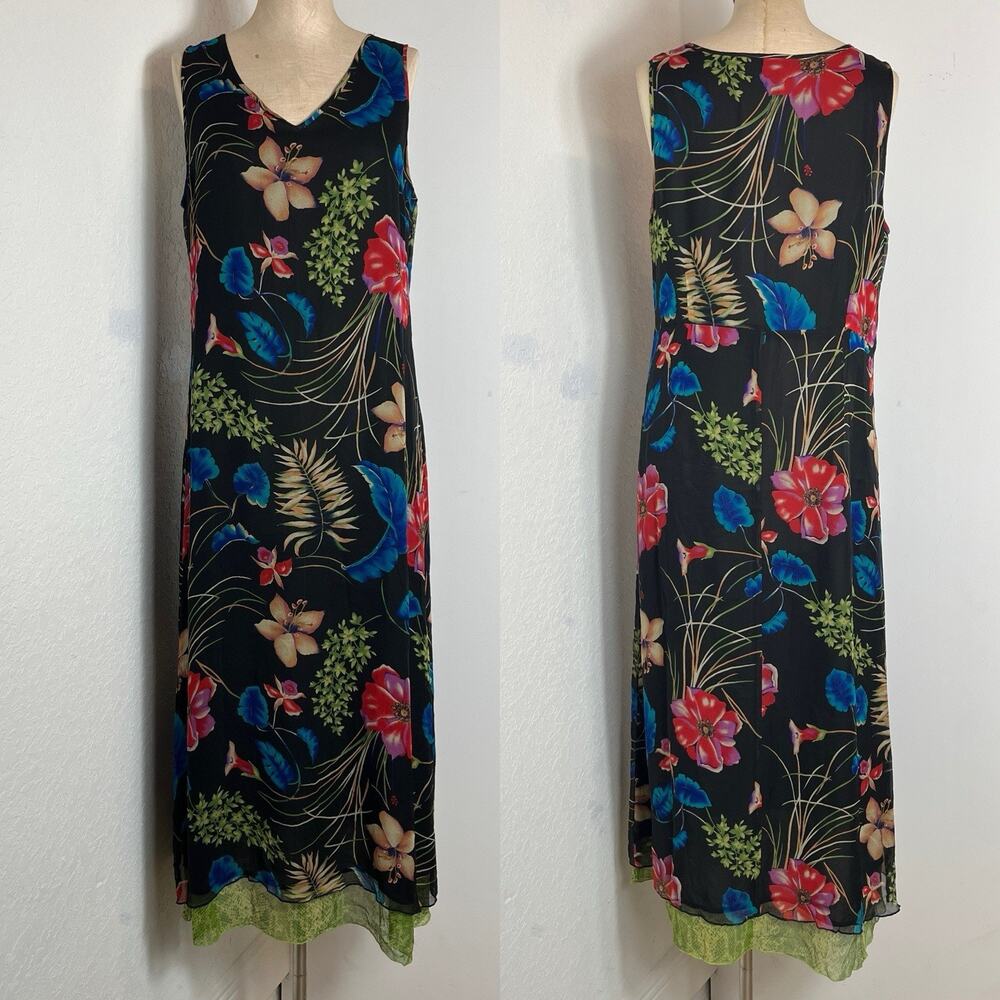 Silks By I.S.C.(International Silk Company) floral print Sleeveless Dress size M